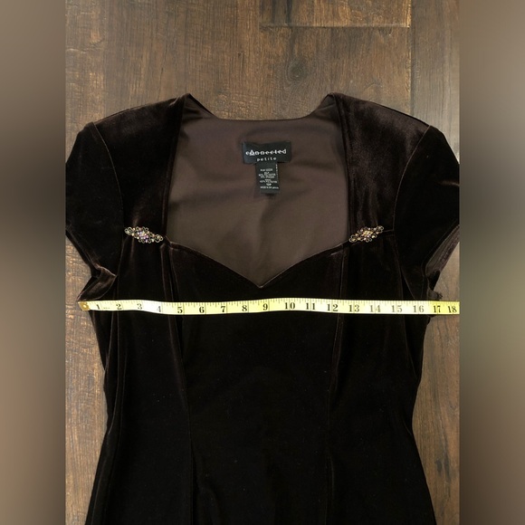 VTG 90s Connected Apparel Y2K Dark Brown Velvet A-Line Sweetheart Neck, 12P - Picture 10 of 10